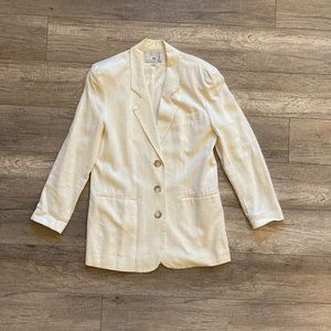 Express Vintage 90s Linen Blend Cream Colored Blazer - Size Small